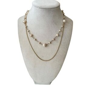 Elegant‎ Gold and Cream Pearl Necklace